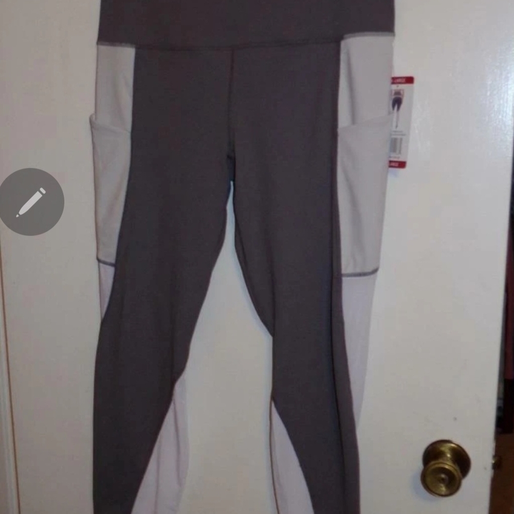 Active Life Womens Athletic Yoga Exercise Gray w/ White Leggings XL (NWT!) $89